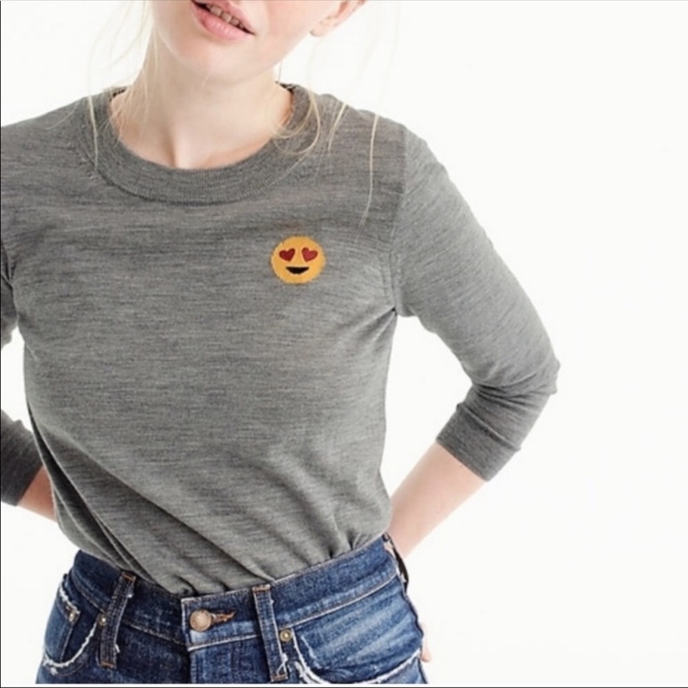 J Crew Tippi Emoji Sweater 100% Merino Wool M